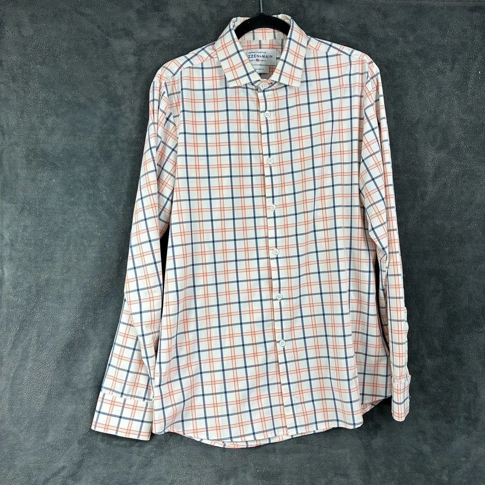 Mizzen+Main Men's Blue and Red Checkered Shirt